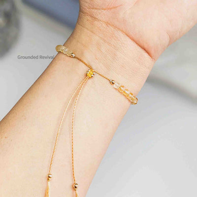 Citrine Tassel Tasbih Bracelet | Women's Misbaha - 33 Beads, 4mm