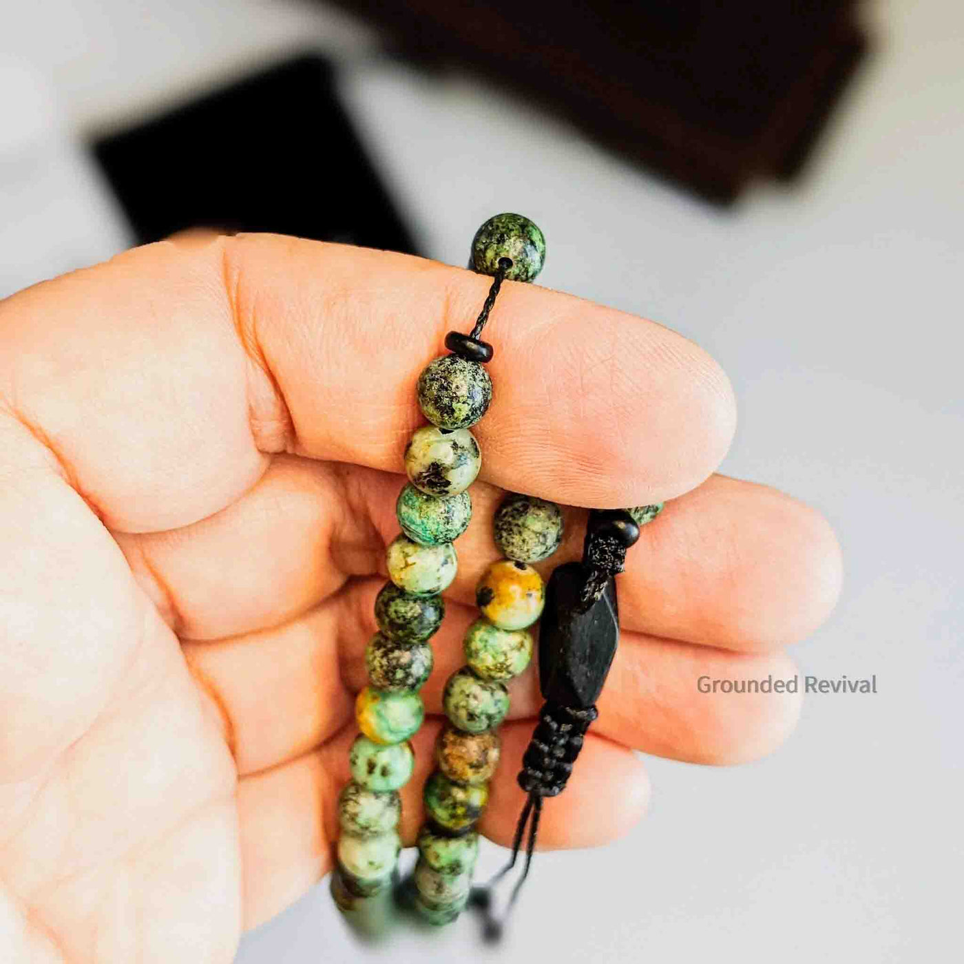 African Turquoise Tasbih Bracelet | Men's Misbaha Wrap - 99 Beads, 6mm