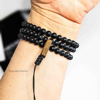 Black Onyx Tasbih Bracelet | Men's Misbaha Wrap - 99 Beads, 6mm