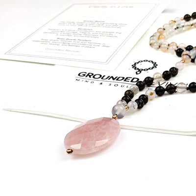 Sardonyx Rose Quartz Tasbih, islamic_prayer_beads - Grounded Revival