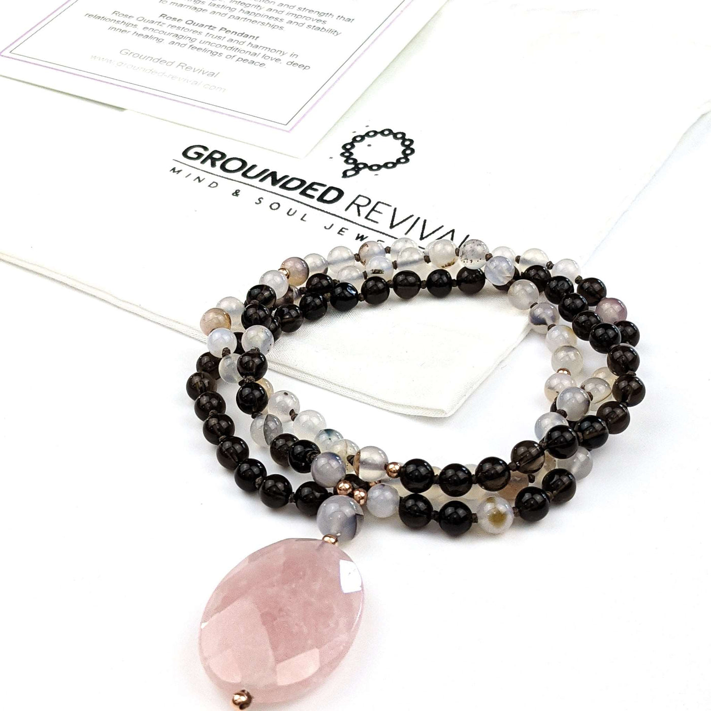 Sardonyx Rose Quartz Tasbih, islamic_prayer_beads - Grounded Revival