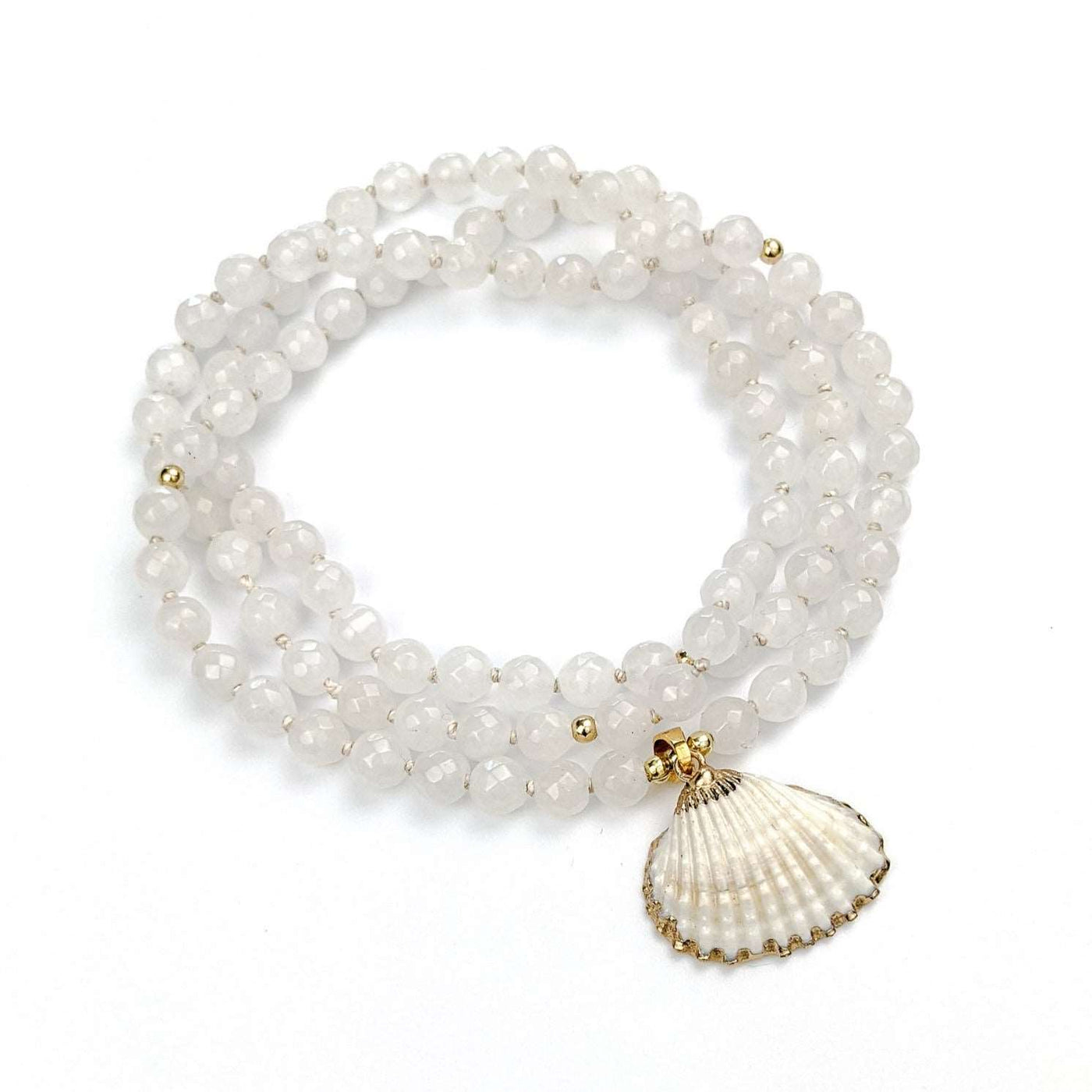 White Jade Sea Shell Tasbih, islamic_prayer_beads - Grounded Revival