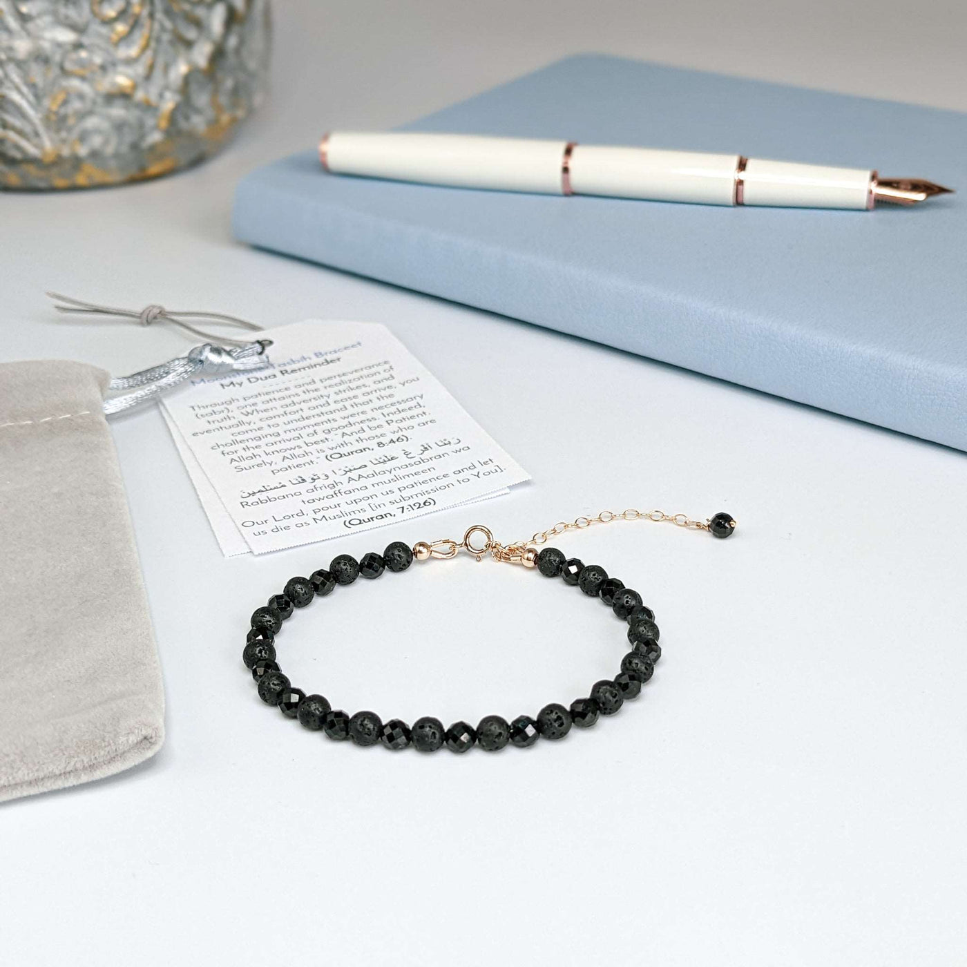 Lava Spinel Tasbih Chain Bracelet, islamic_prayer_beads - Grounded Revival