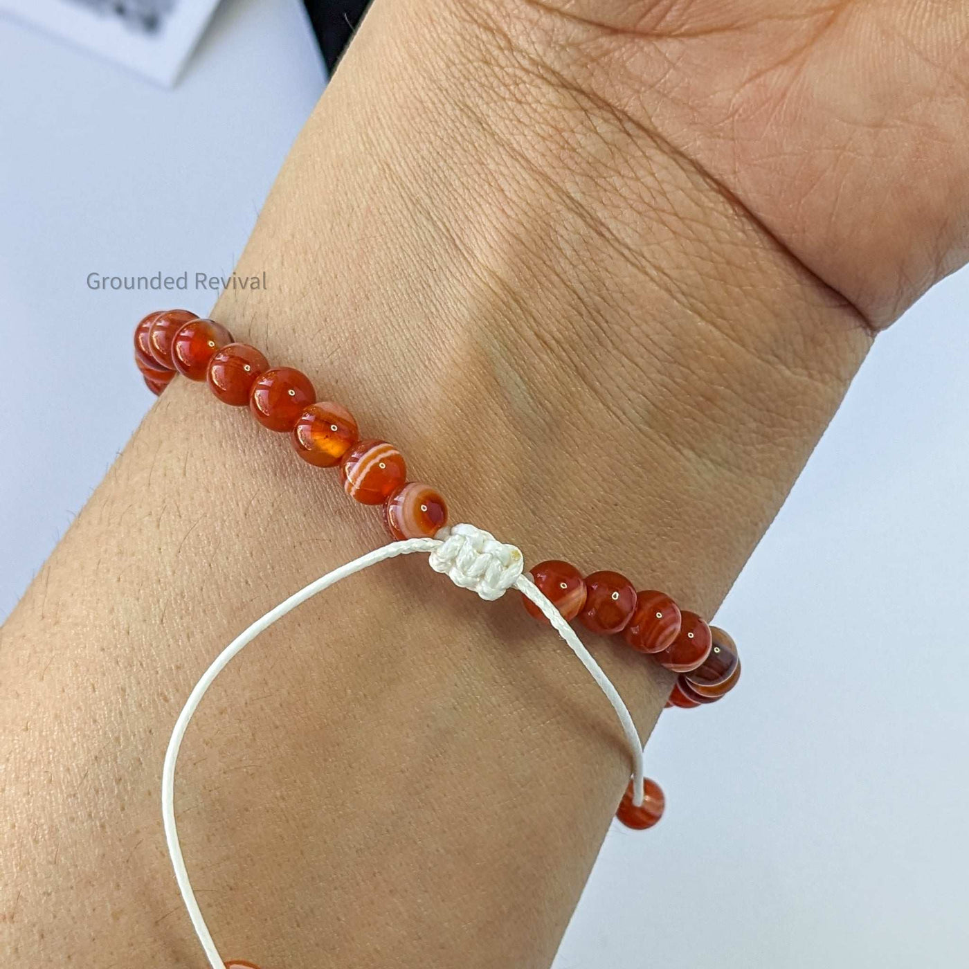 Red Banded Agate Tasbih Bracelet | Men's Misbaha - 33 Beads, 5.5mm