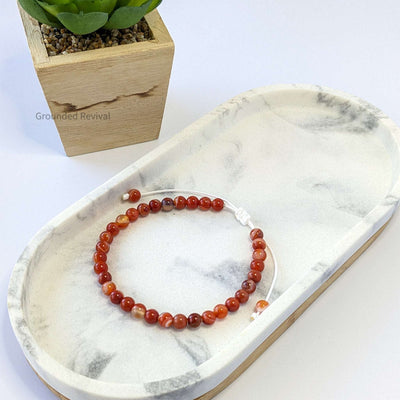 Red Banded Agate Tasbih Bracelet | Men's Misbaha - 33 Beads, 5.5mm