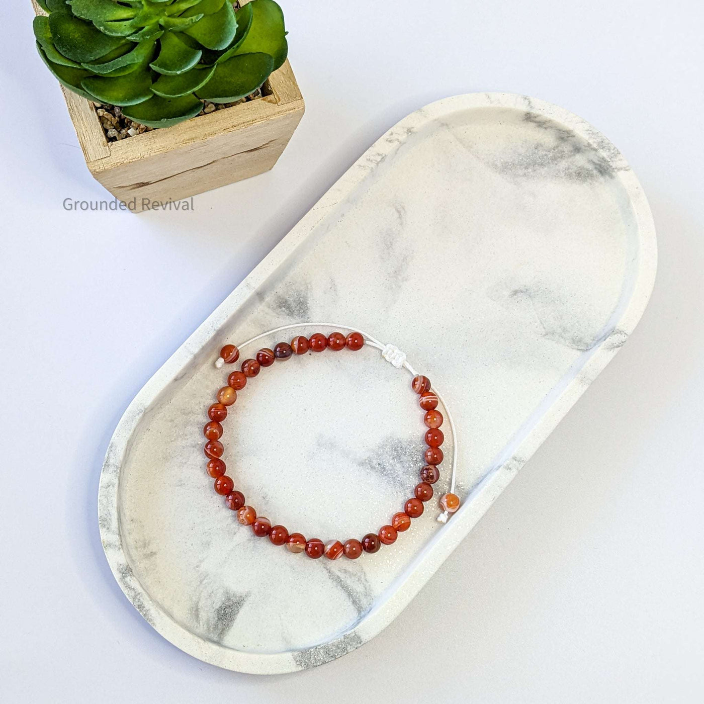 Red Banded Agate Tasbih Bracelet | Men's Misbaha - 33 Beads, 5.5mm