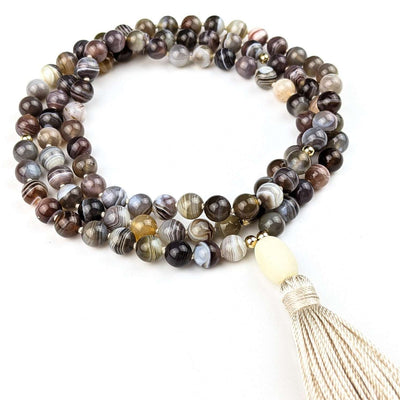 Botswana Agate Tassel Tasbih, islamic_prayer_beads - Grounded Revival