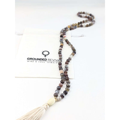 Botswana Agate Tassel Tasbih, islamic_prayer_beads - Grounded Revival