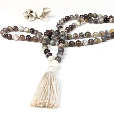 Botswana Agate Tassel Tasbih, islamic_prayer_beads - Grounded Revival