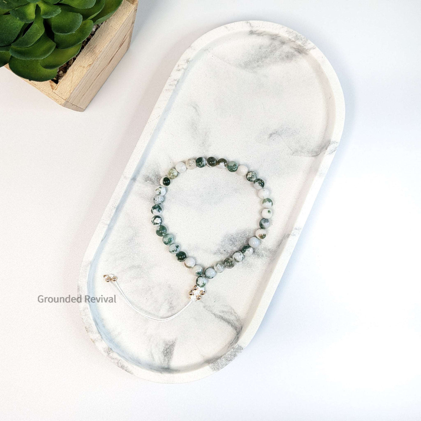 Tree Agate Tasbih Bracelet | Women's Dhikr Beads, 33 Beads