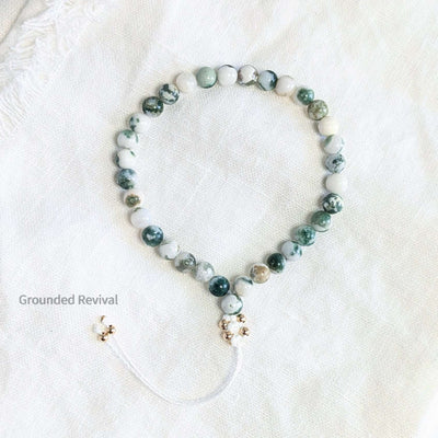 Tree Agate Tasbih Bracelet | Women's Dhikr Beads, 33 Beads