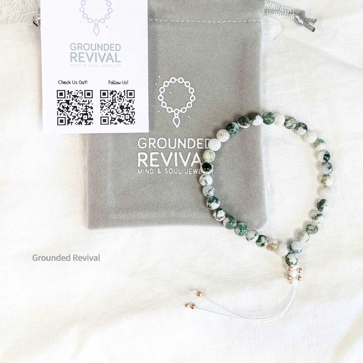 Tree Agate Tasbih Bracelet | Women's Dhikr Beads, 33 Beads