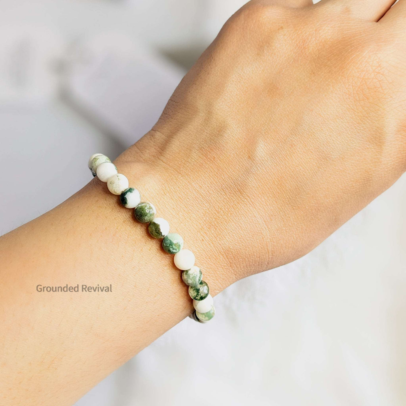 Tree Agate Tasbih Bracelet | Women's Dhikr Beads, 33 Beads