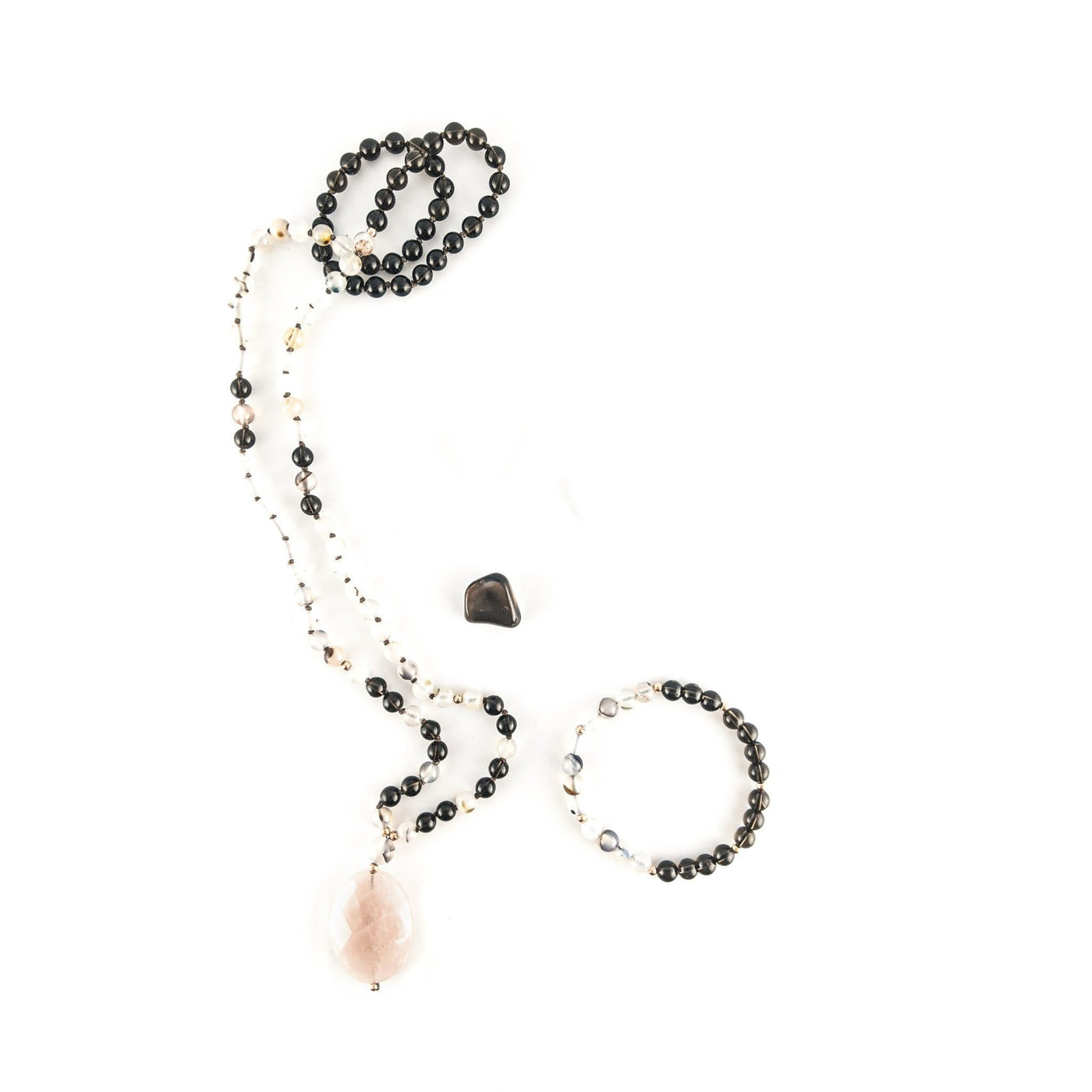 Sardonyx Rose Quartz Tasbih, islamic_prayer_beads - Grounded Revival