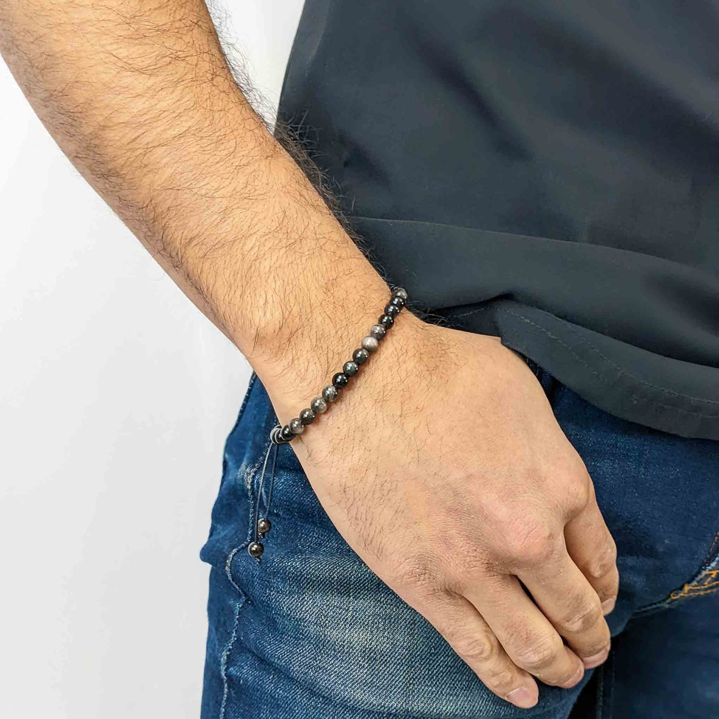 Silver Obsidian | Men's Tasbih Bracelet, islamic_prayer_beads - Grounded Revival