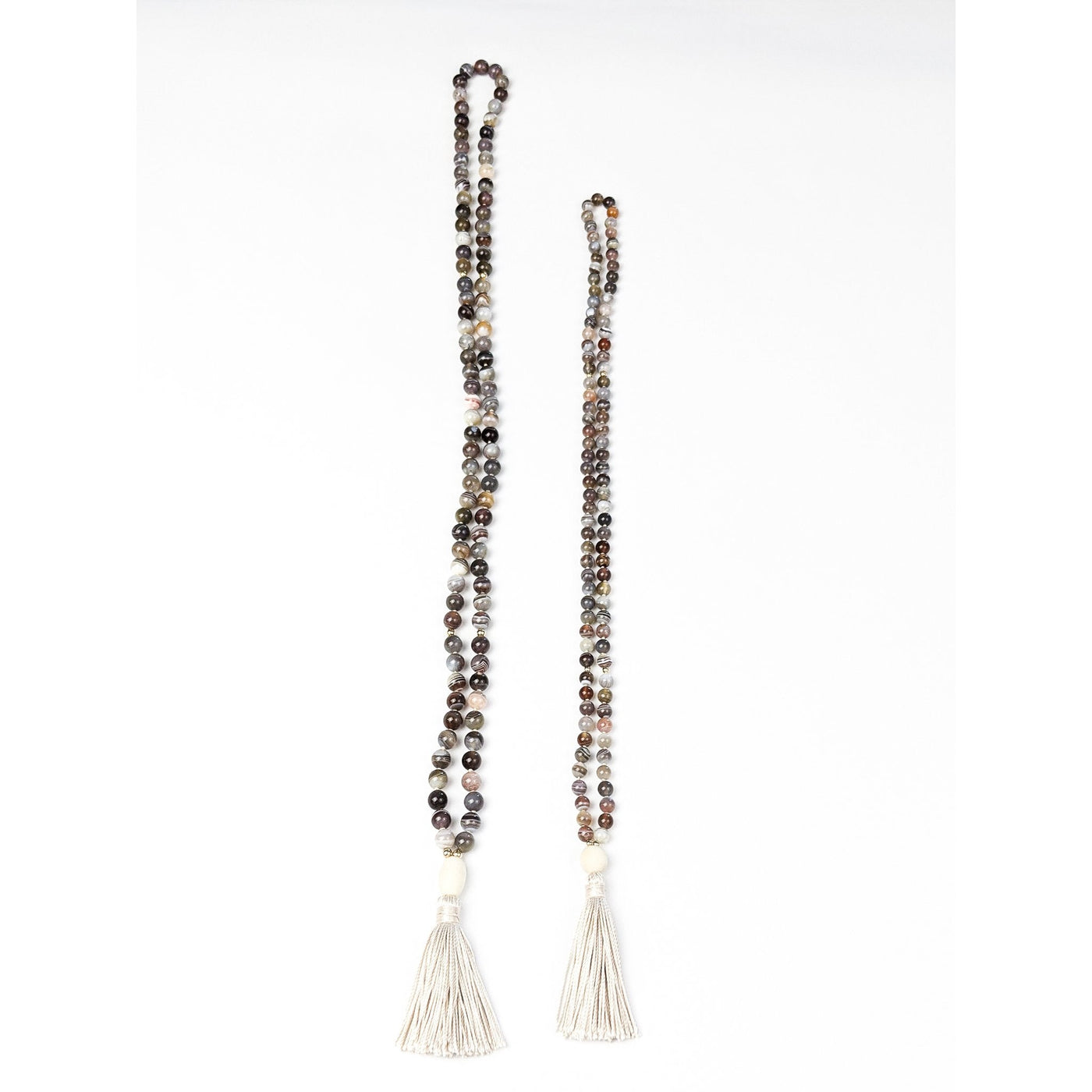 Botswana Agate Tassel Tasbih, islamic_prayer_beads - Grounded Revival