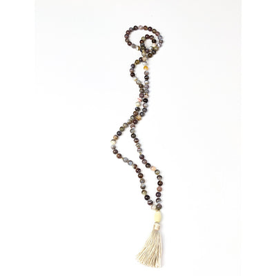 Botswana Agate Tassel Tasbih, islamic_prayer_beads - Grounded Revival