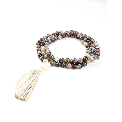 Botswana Agate Tassel Tasbih, islamic_prayer_beads - Grounded Revival